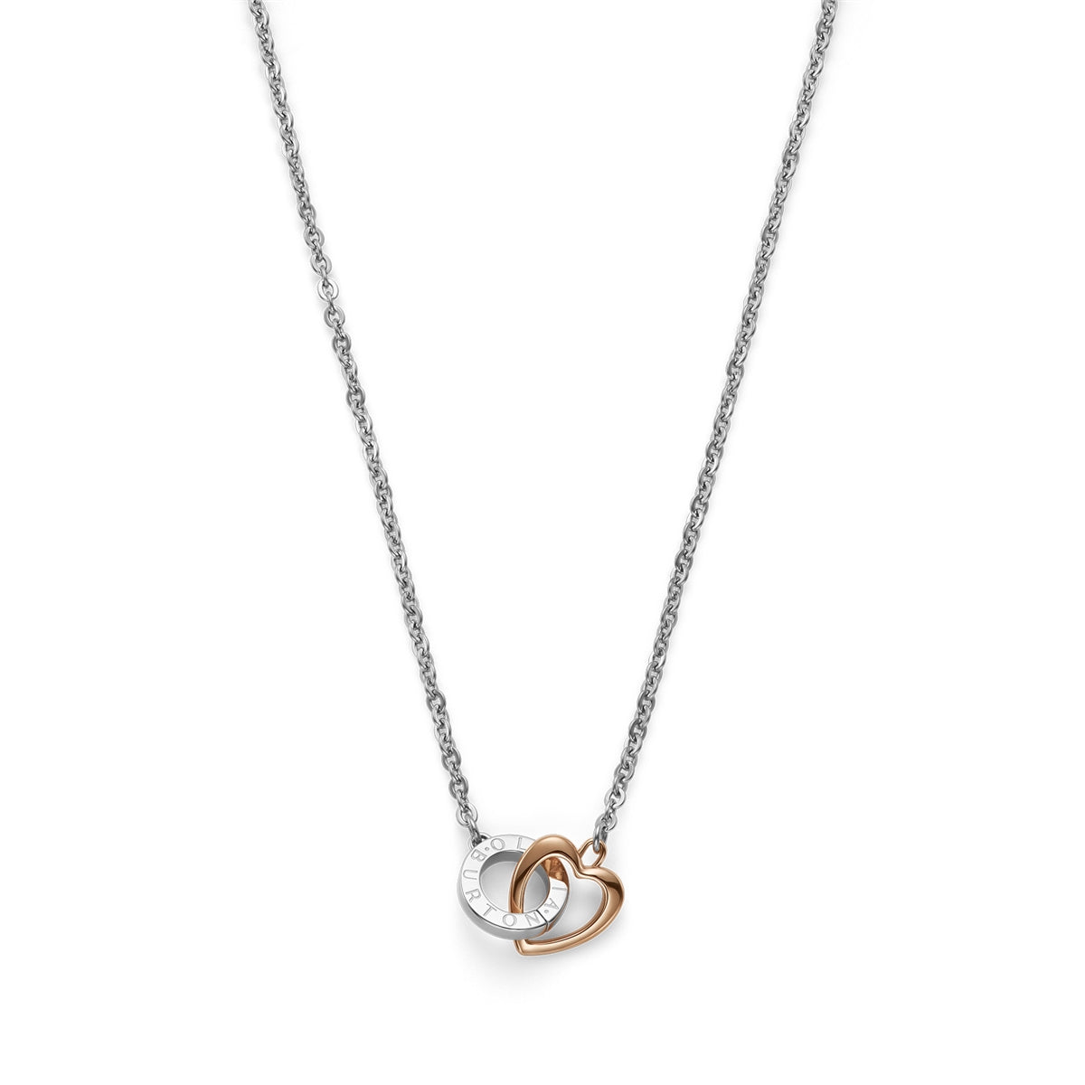 Olivia Burton Silver Kindred Interlink Rose Gold Heart Necklace