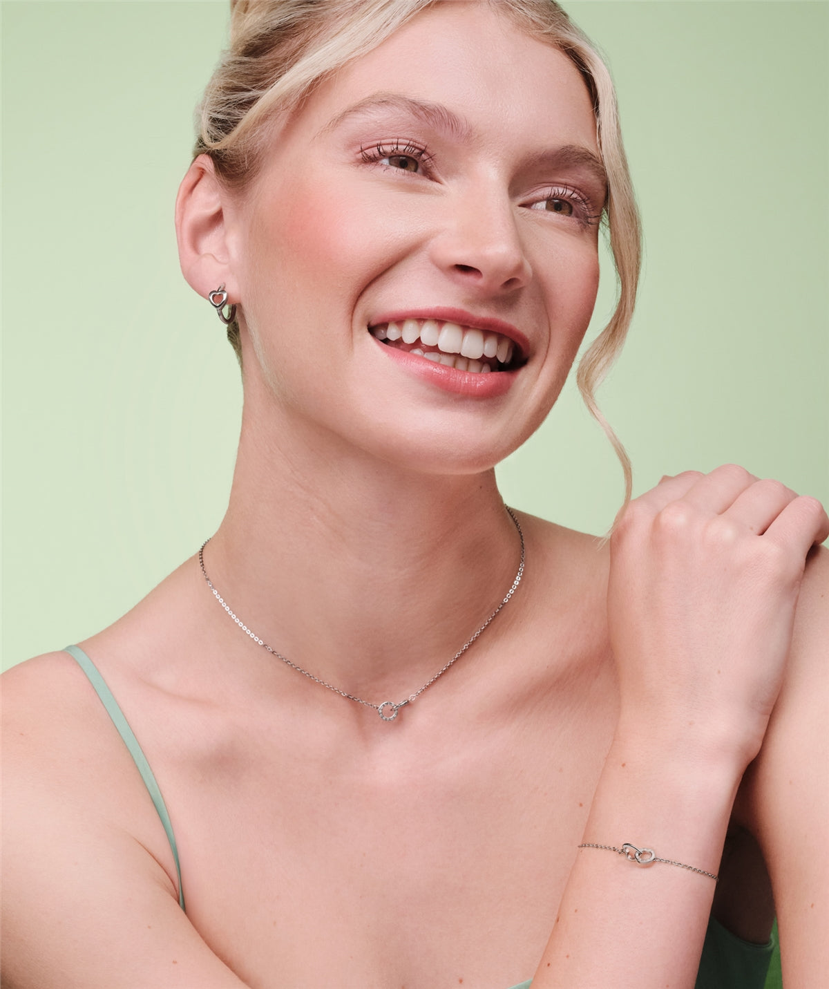 Olivia Burton Silver Kindred Interlink Openwork Heart Hoops