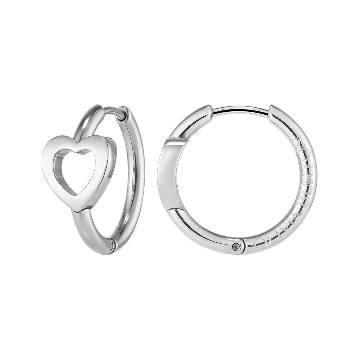 Olivia Burton Silver Kindred Interlink Openwork Heart Hoops