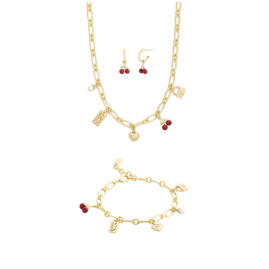 Gold Red Cherry Mix Charm Gift Set