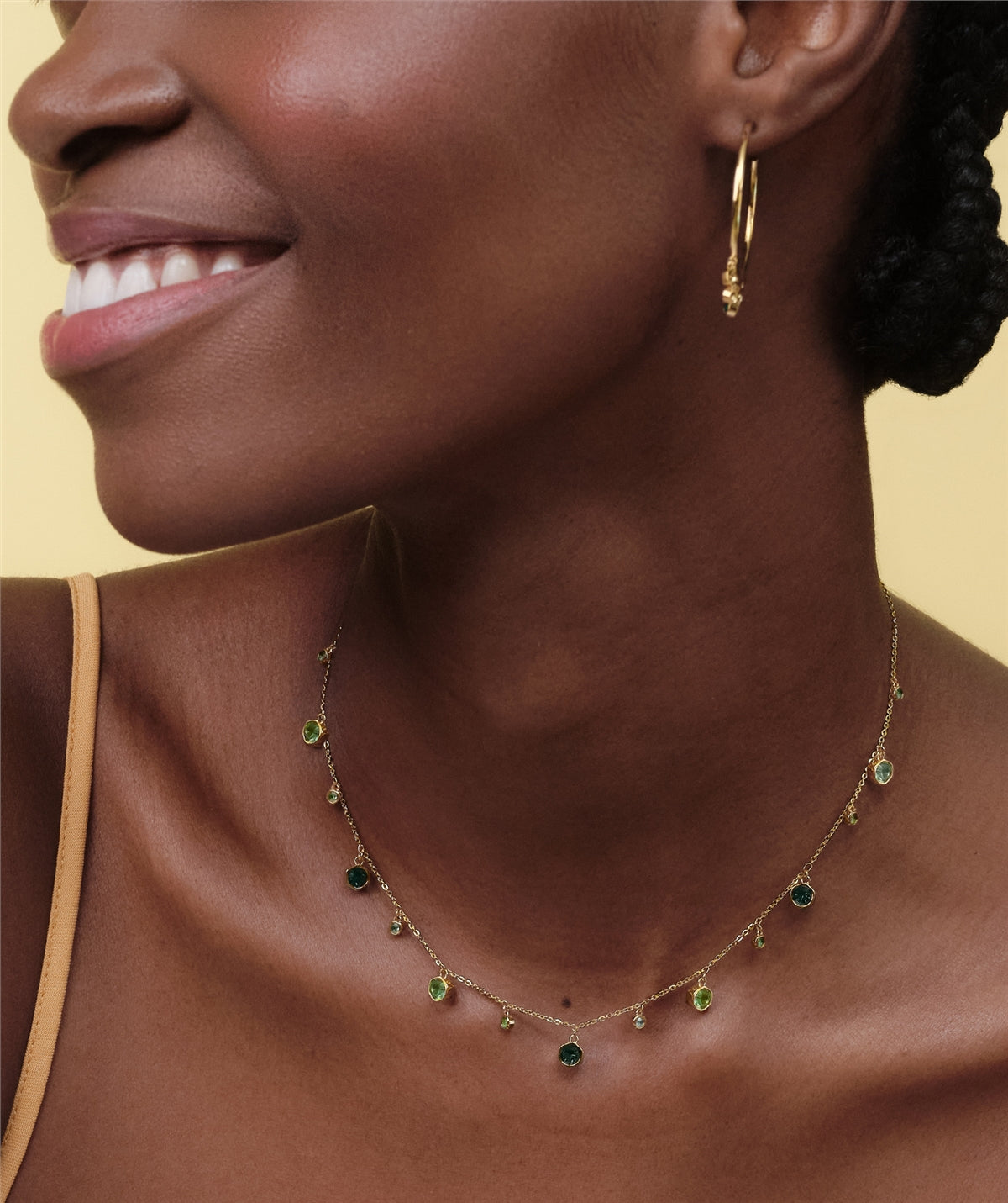 Olivia Burton Gold Mini Droplet Green Necklace