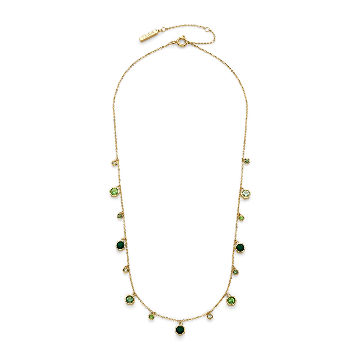 Olivia Burton Gold Mini Droplet Green Necklace