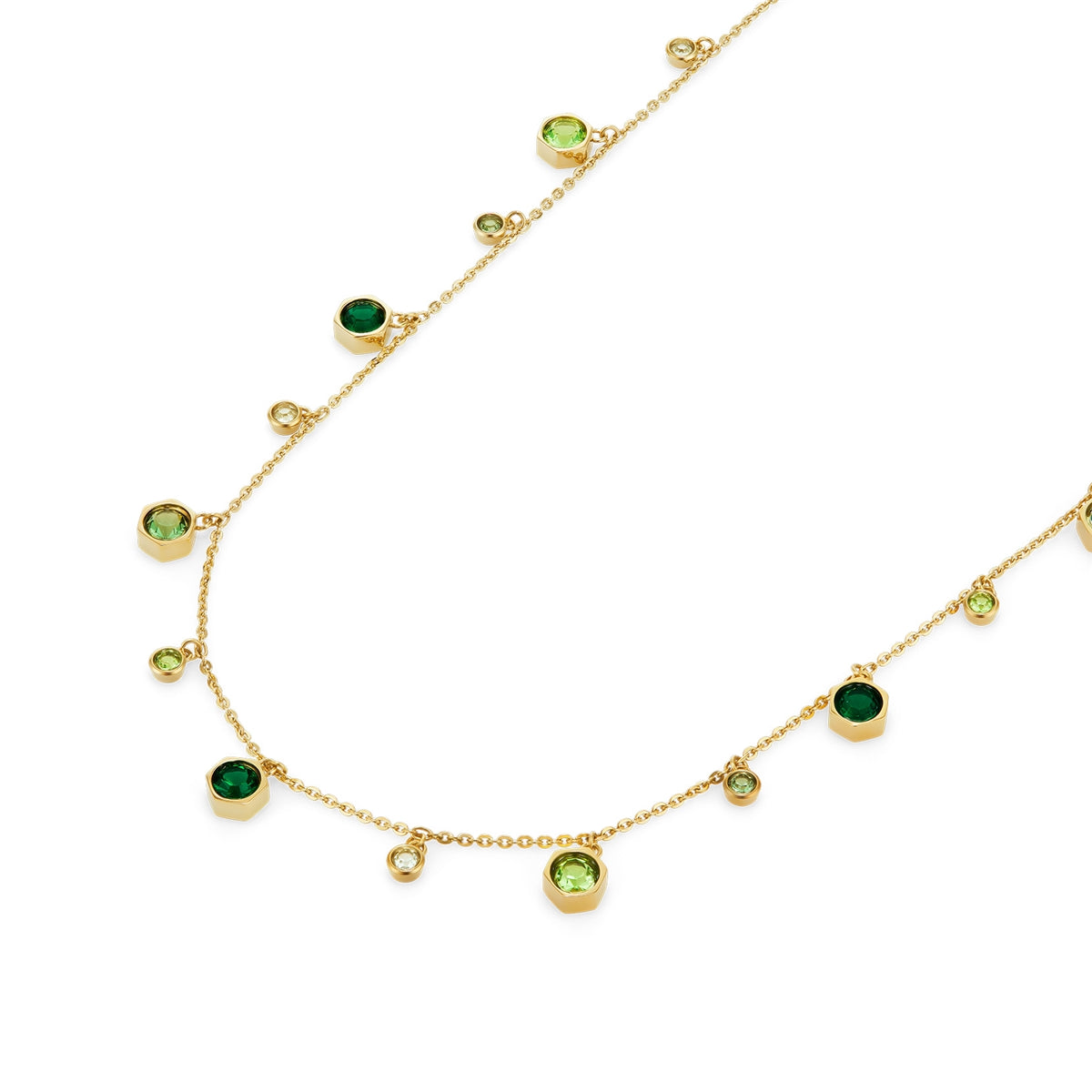 Olivia Burton Gold Mini Droplet Green Necklace