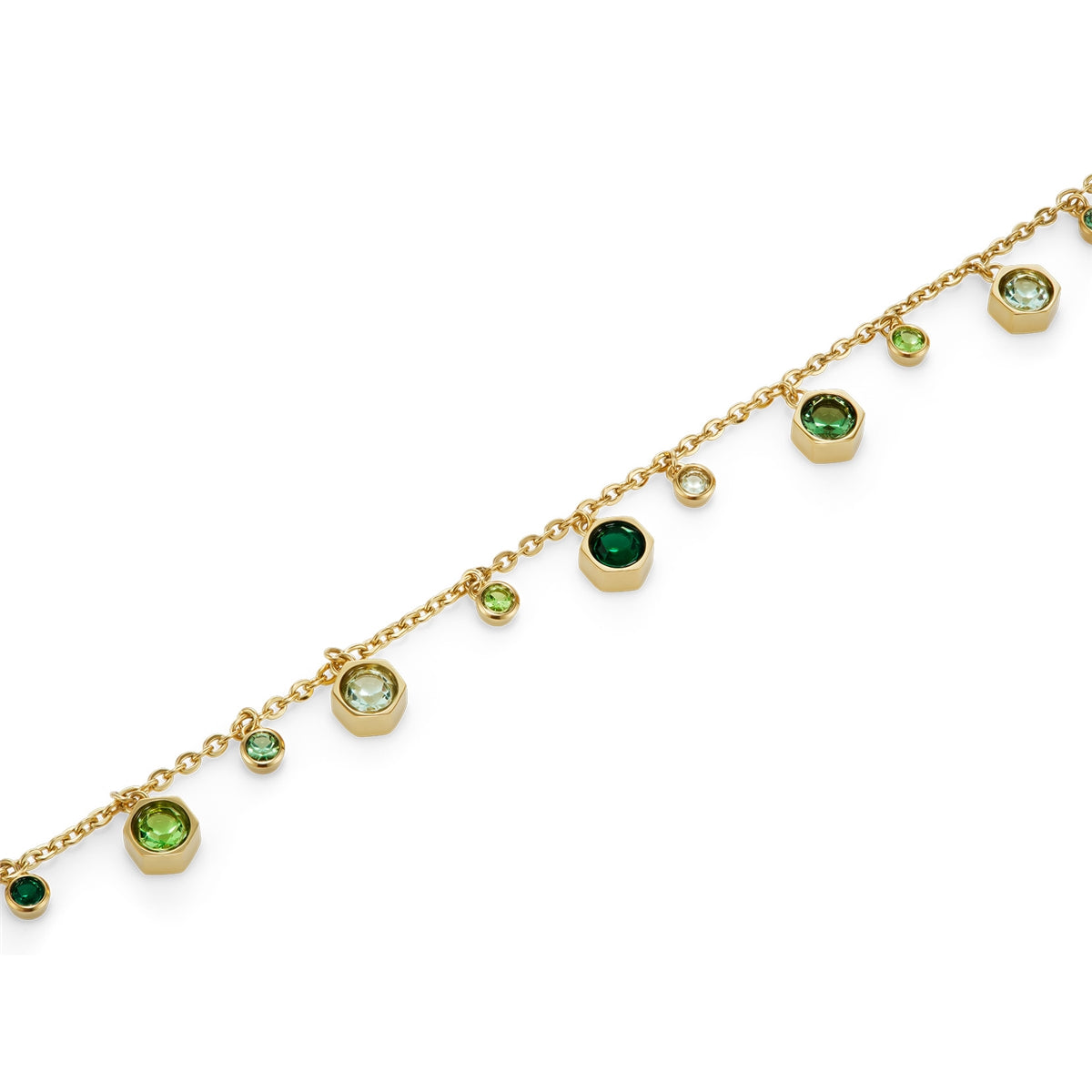 Olivia Burton Gold Mini Droplet Green Bracelet
