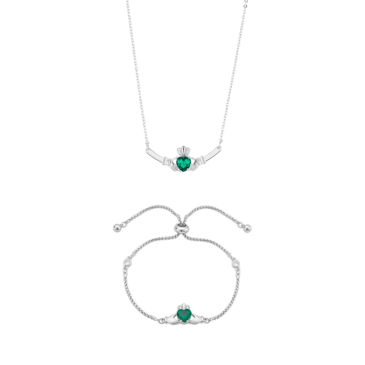Karma Silver Green Claddagh Set