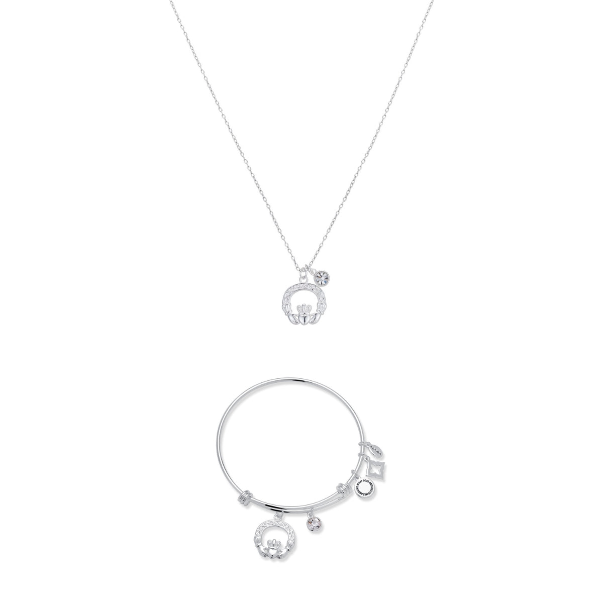 Karma Silver Claddagh CZ Charm Set