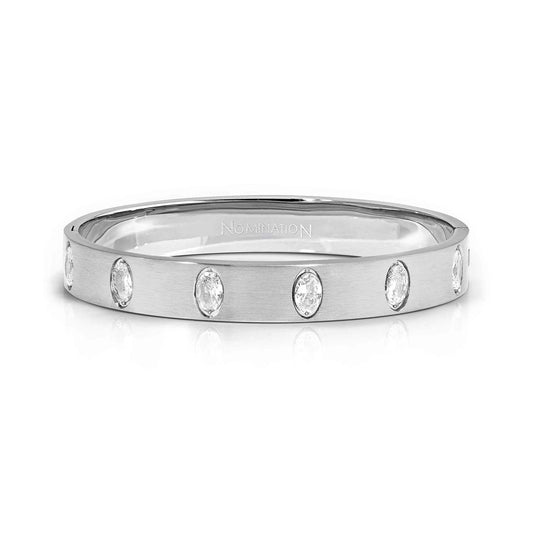 Nomination Silver Pretty Bangles White Oval CZ Chunky Bangle Small