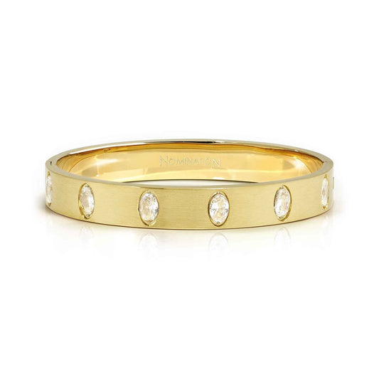 Nomination Gold Pretty Bangles White Oval CZ Chunky Bangle Small