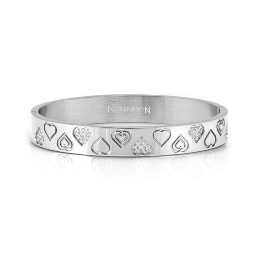 Nomination Silver Pretty Bangles Pavé Hearts Chunky Bangle Large