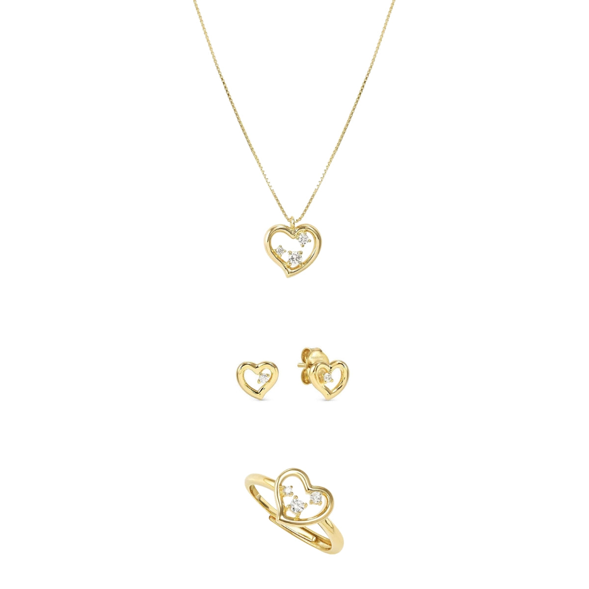 Gold Dreams Beats White CZ Heart Set