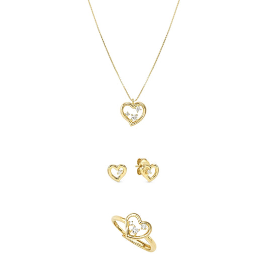 Gold Dreams Beats White CZ Heart Set