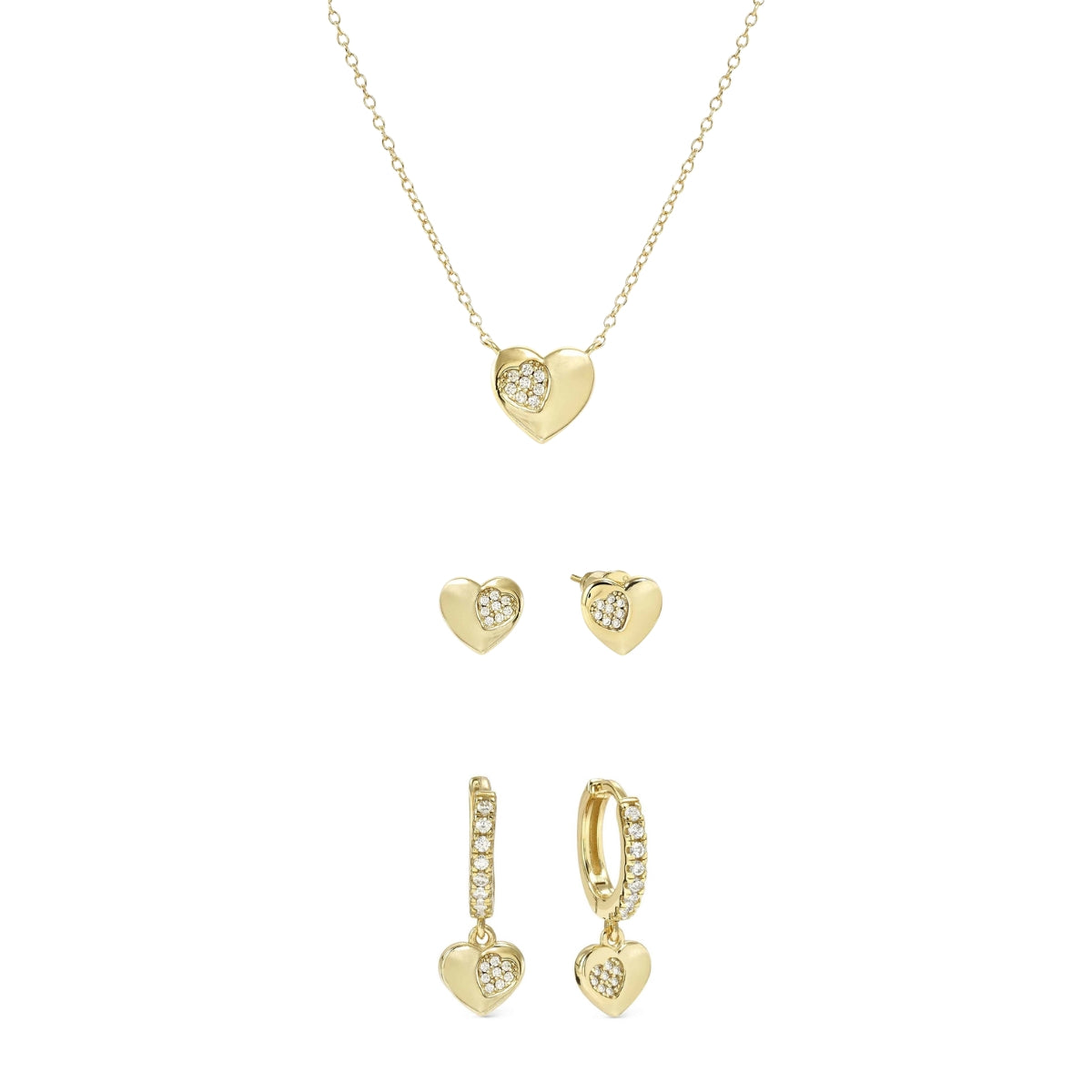Gold Petit Sparkle Heart Set