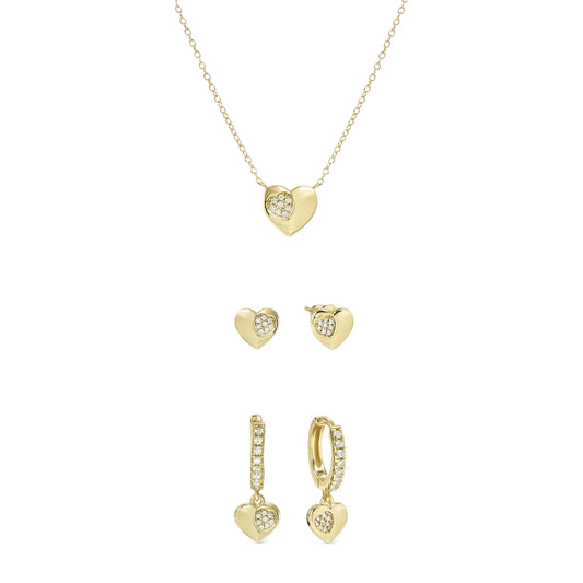 Gold Petit Sparkle Heart Set