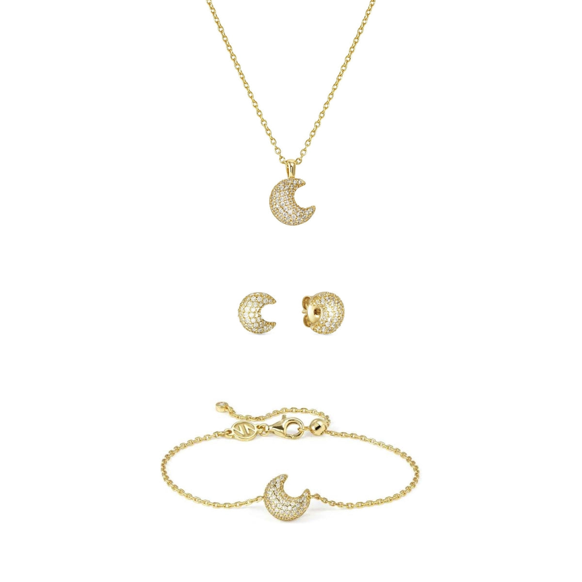 Nomination Gold Lifepoetry White Pavé Moon Set
