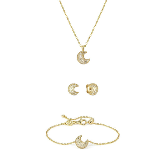 Nomination Gold Lifepoetry White Pavé Moon Set