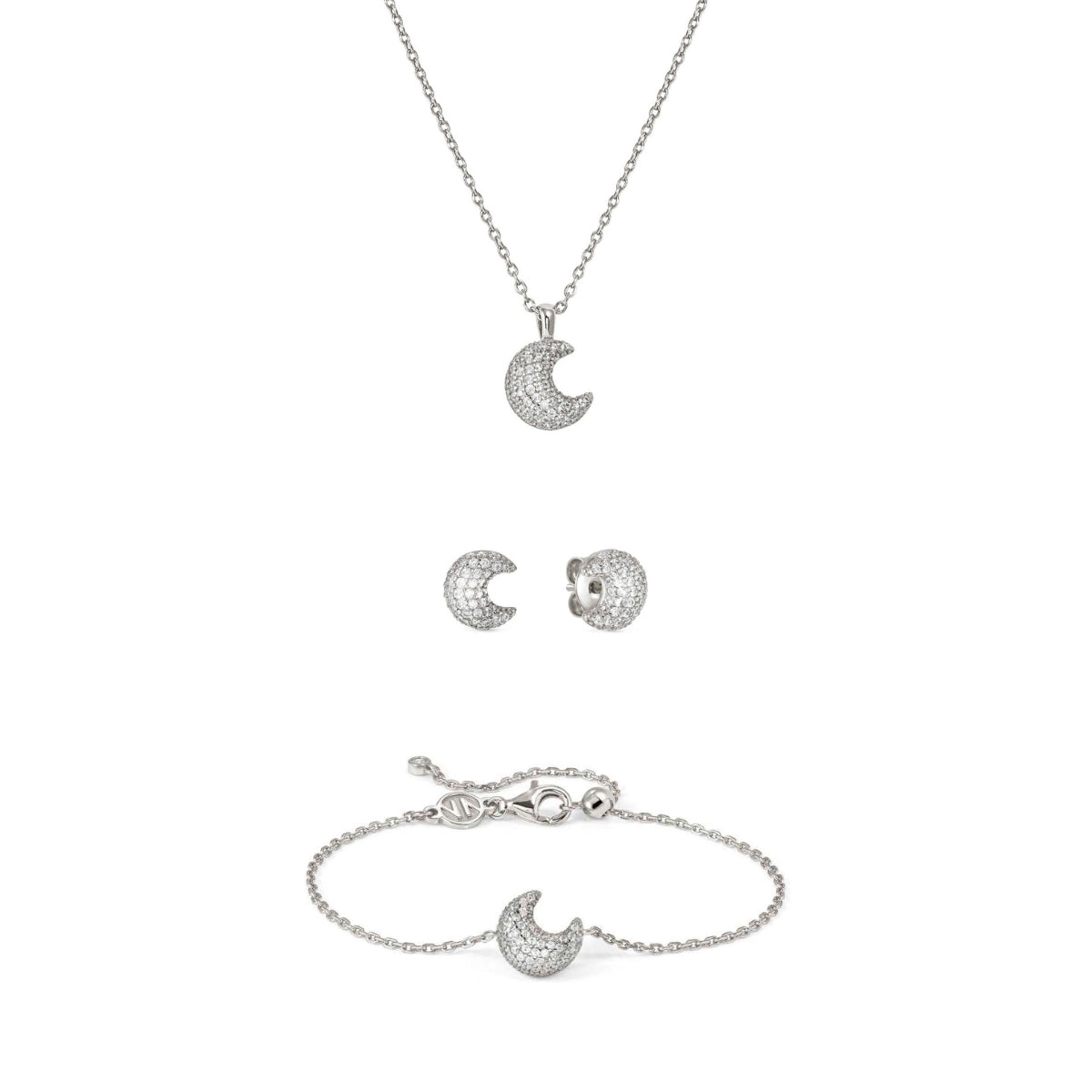 Nomination Silver Lifepoetry White Pavé Moon Set