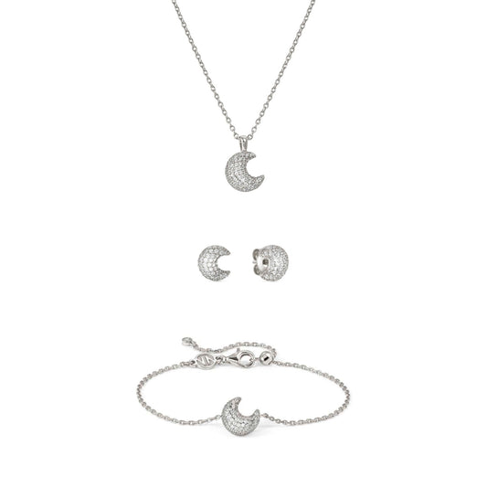Nomination Silver Lifepoetry White Pavé Moon Set