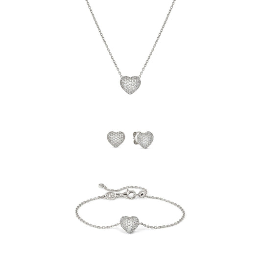Nomination Silver Lifepoetry White Pavé Heart Set