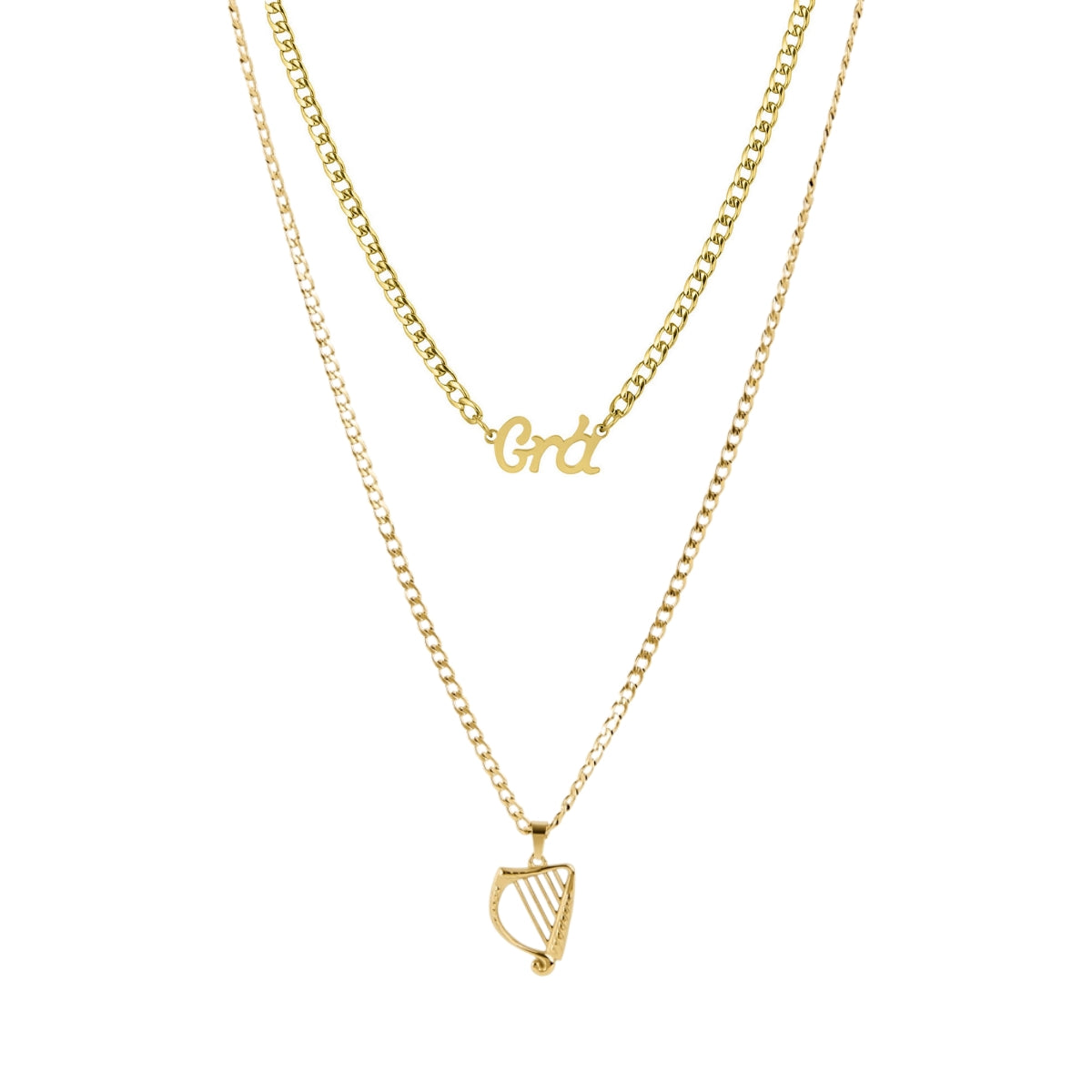 Over & Over Gold Grá Harp Necklace Set