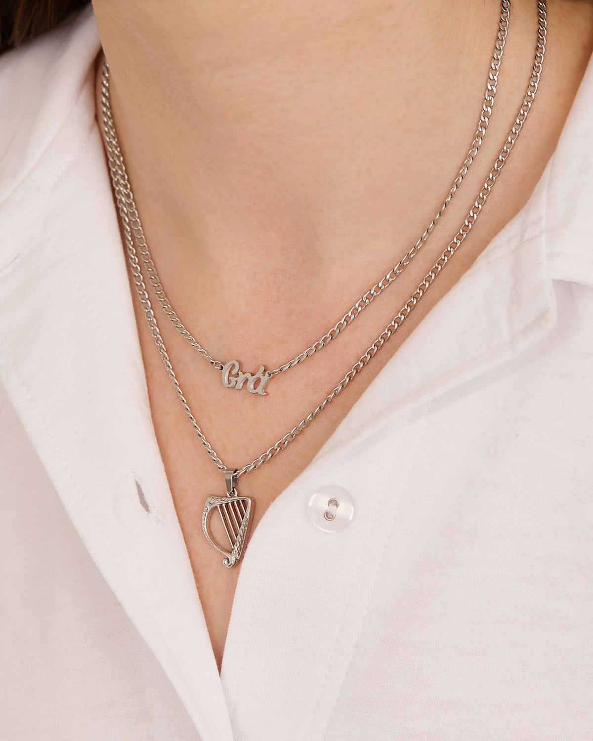 Over & Over Silver Grá Harp Necklace Set