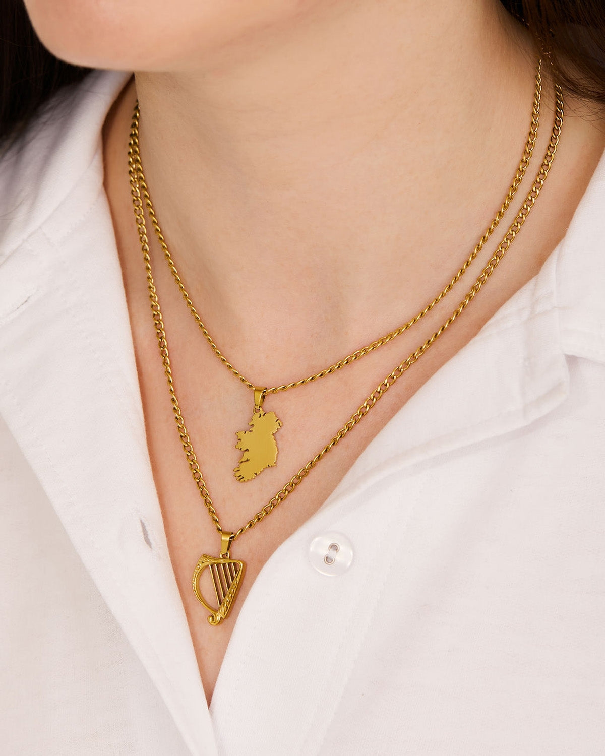 Over & Over Gold Ireland Harp Necklace Set