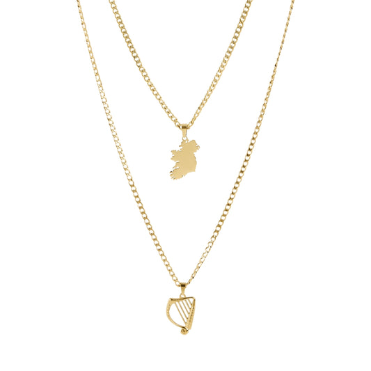 Over & Over Gold Ireland Harp Necklace Set