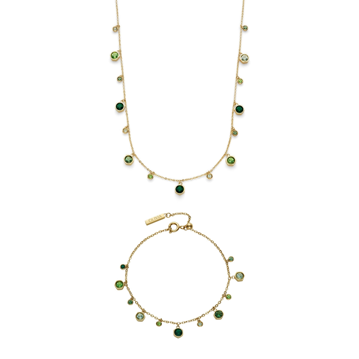 Olivia Burton Gold Mini Droplet Green Gift Set