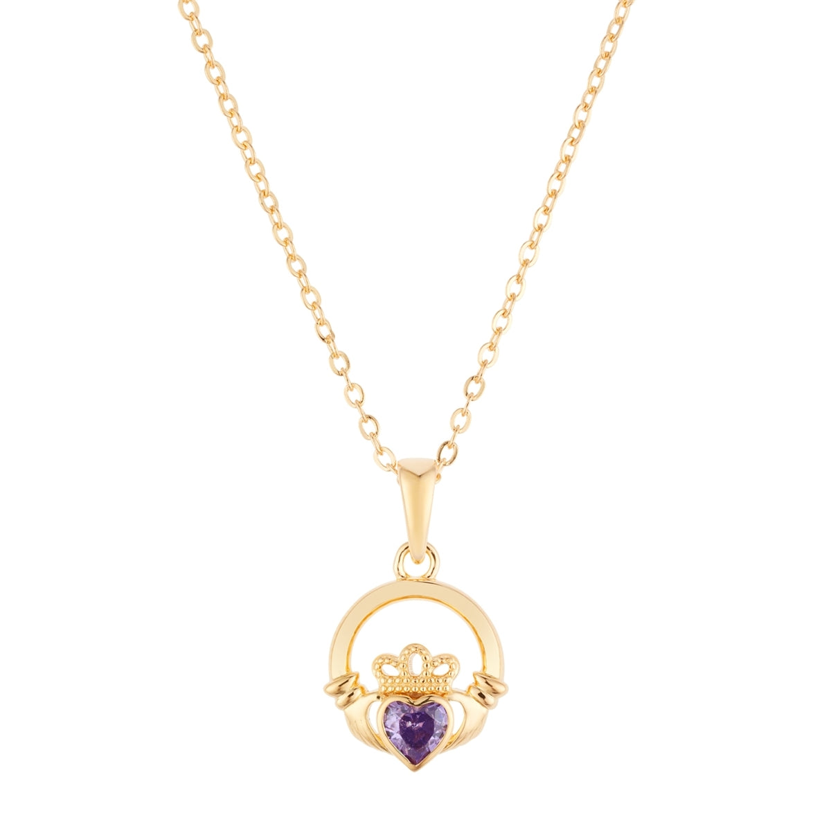 Argento Gold February Claddagh Birthstone Grá Necklace Set