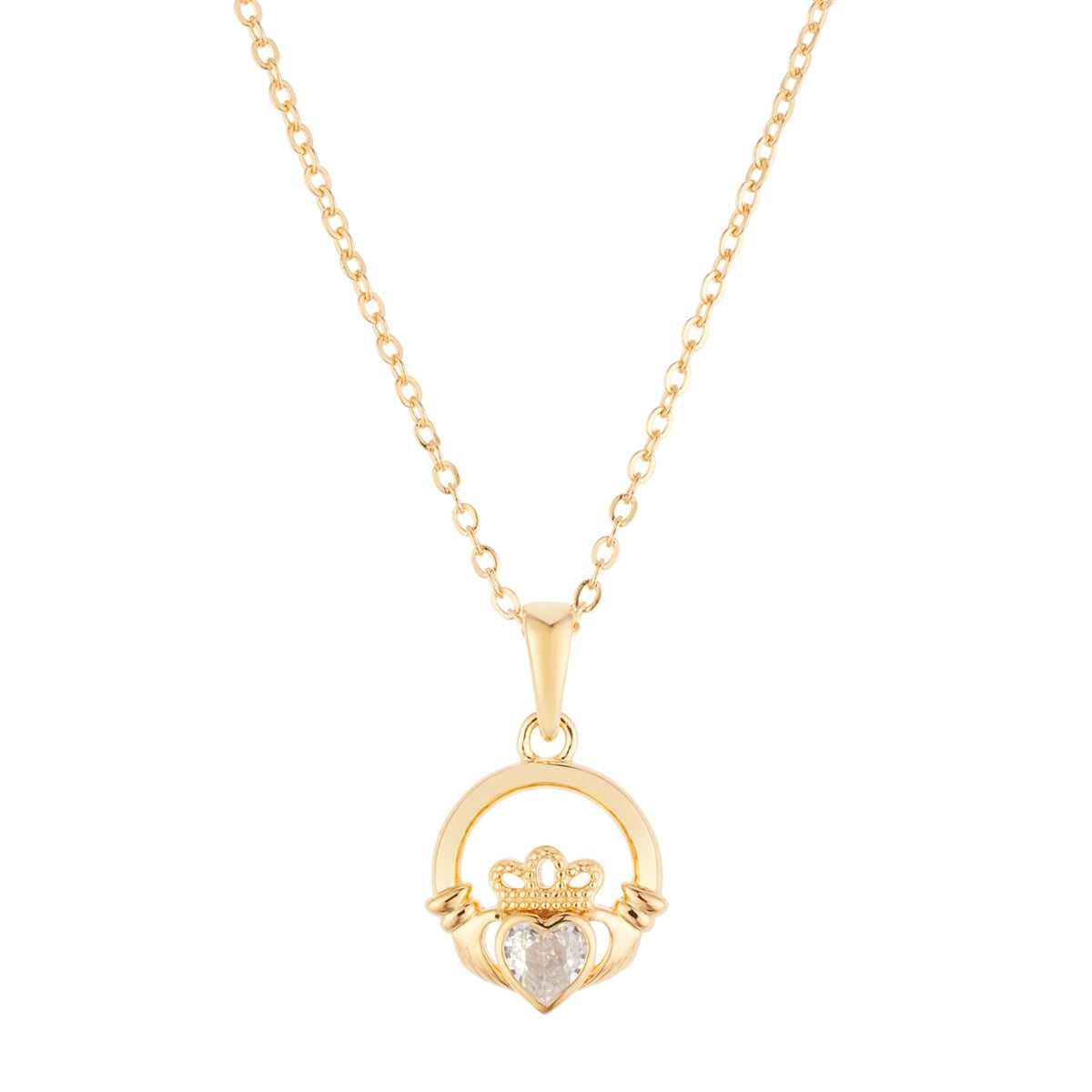Argento Gold April Claddagh Birthstone Grá Necklace Set