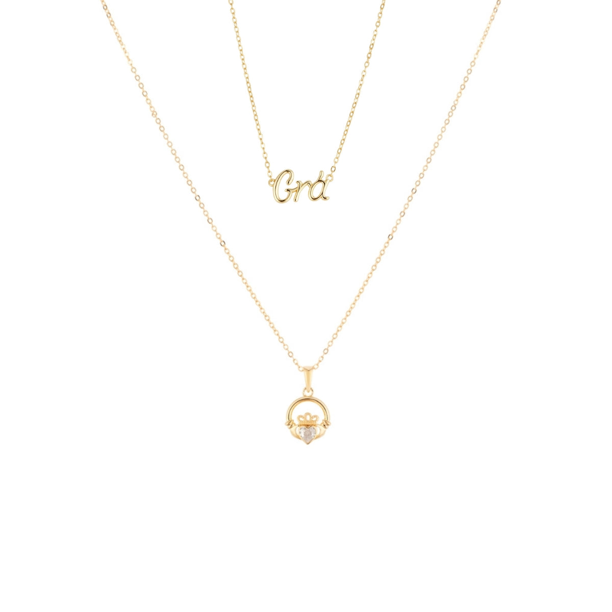 Argento Gold April Claddagh Birthstone Grá Necklace Set