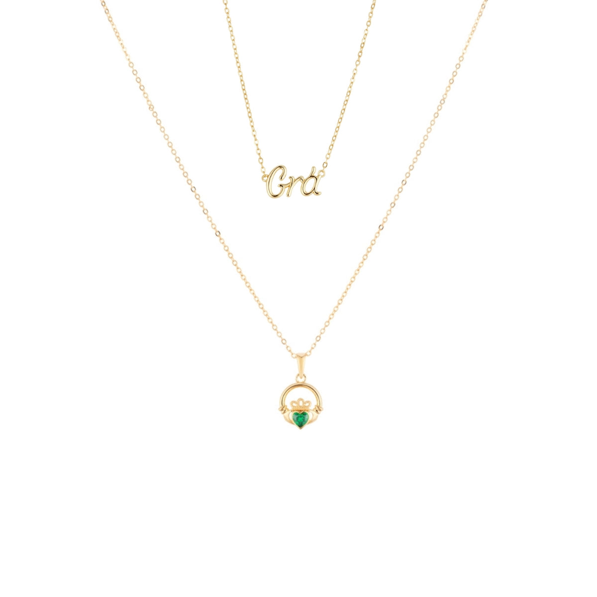 Argento Gold May Claddagh Birthstone Grá Necklace Set