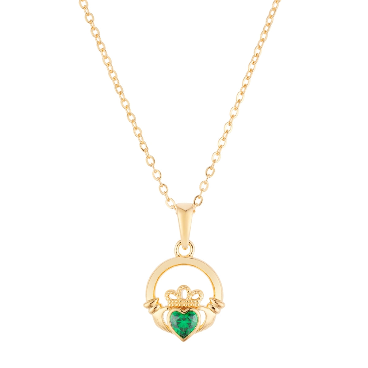 Argento Gold Green Ireland Claddagh Necklace Set