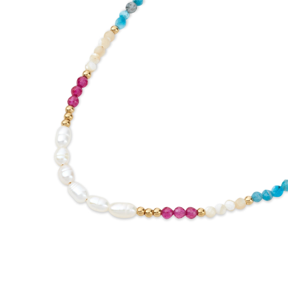 Over & Over Gold Stainless Steel 14k Plated Pink Bead Pearl Necklace