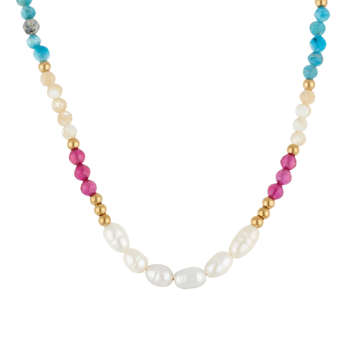 Over & Over Gold Stainless Steel 14k Plated Pink Bead Pearl Necklace