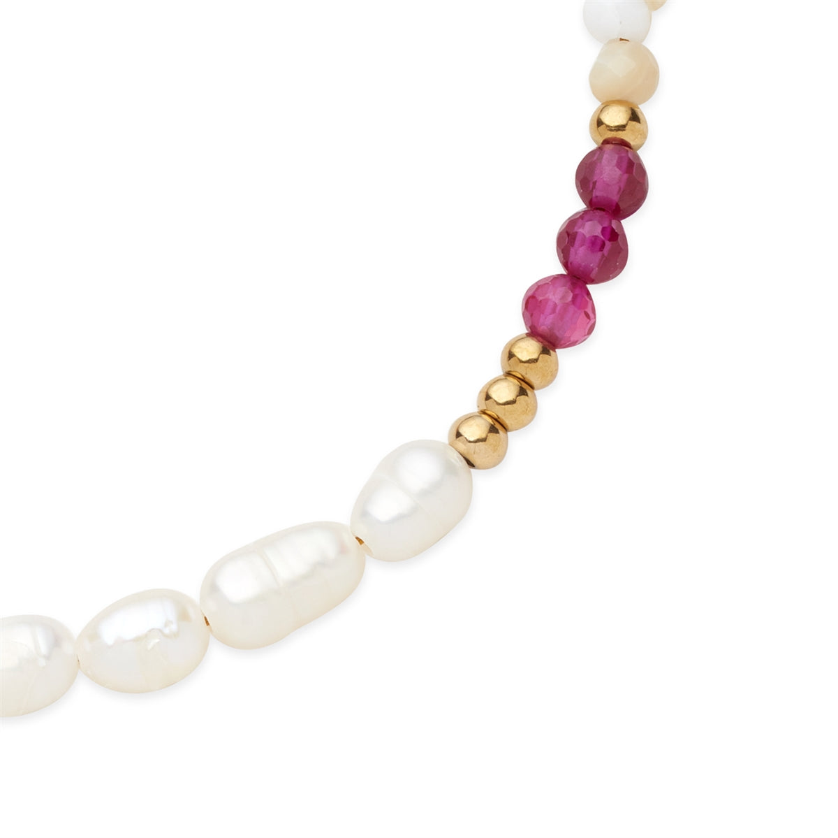 Over & Over Gold Stainless Steel 14k Plated Pink Bead Pearl Bracelet