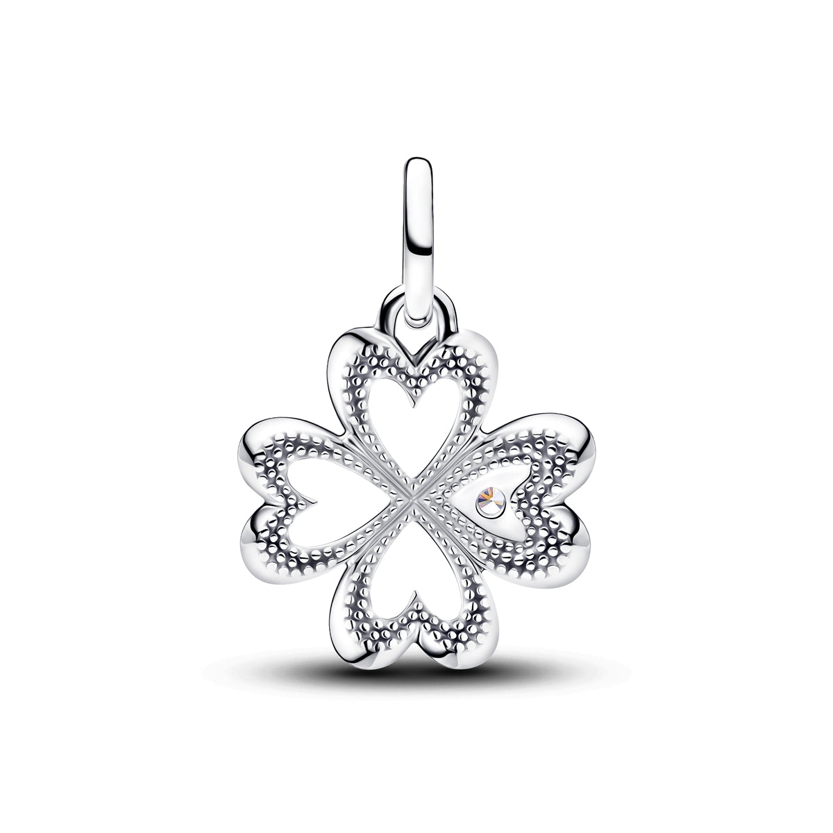 Pandora Silver Heart Four-Leaf Clover Medallion Charm