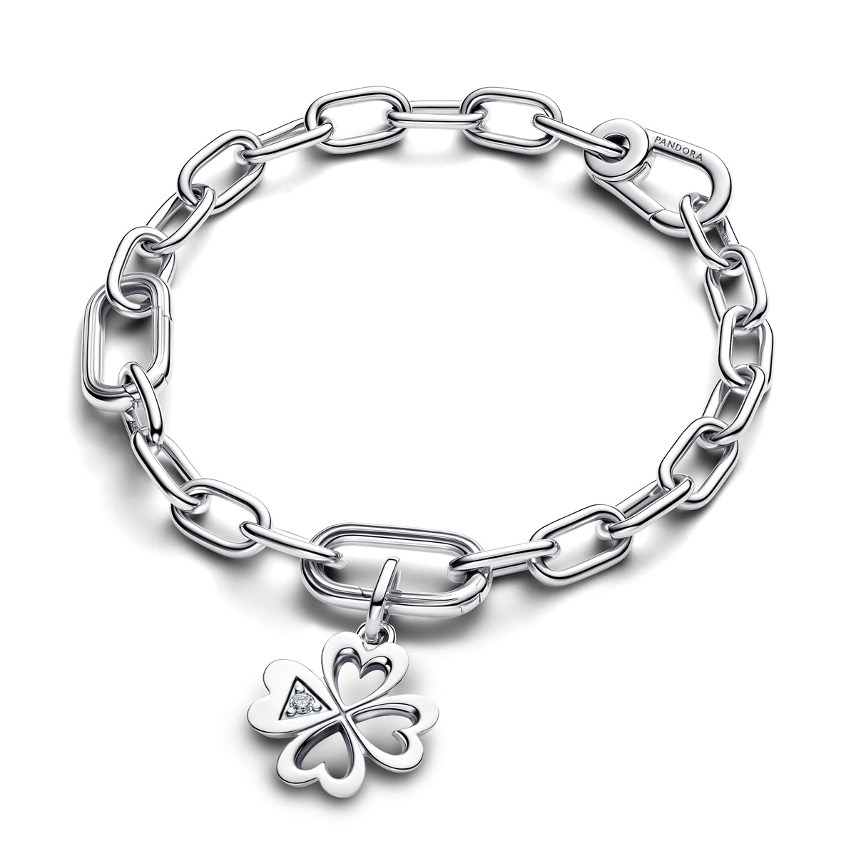 Pandora Silver Heart Four-Leaf Clover Medallion Charm