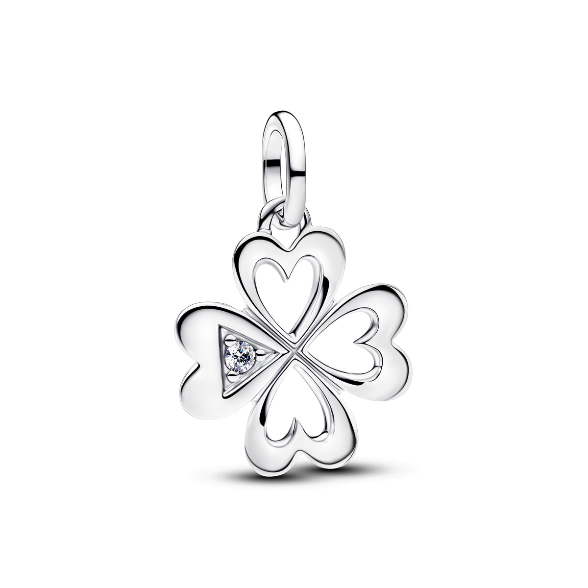 Pandora Silver Heart Four-Leaf Clover Medallion Charm