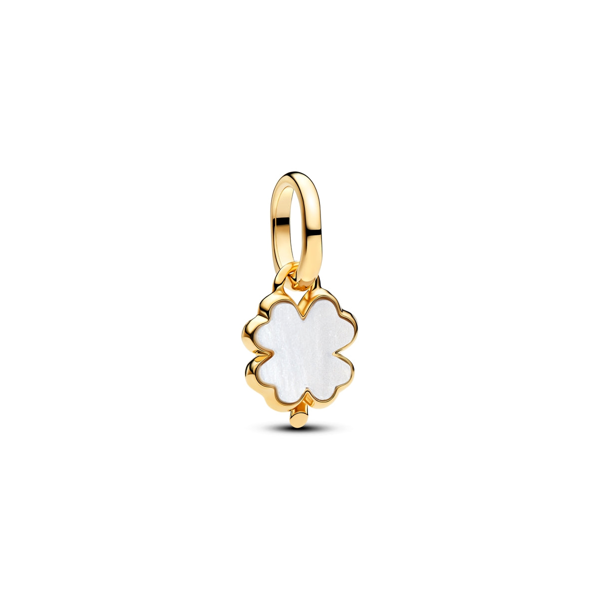 Pandora Gold White Lucky Clover Dangle Charm