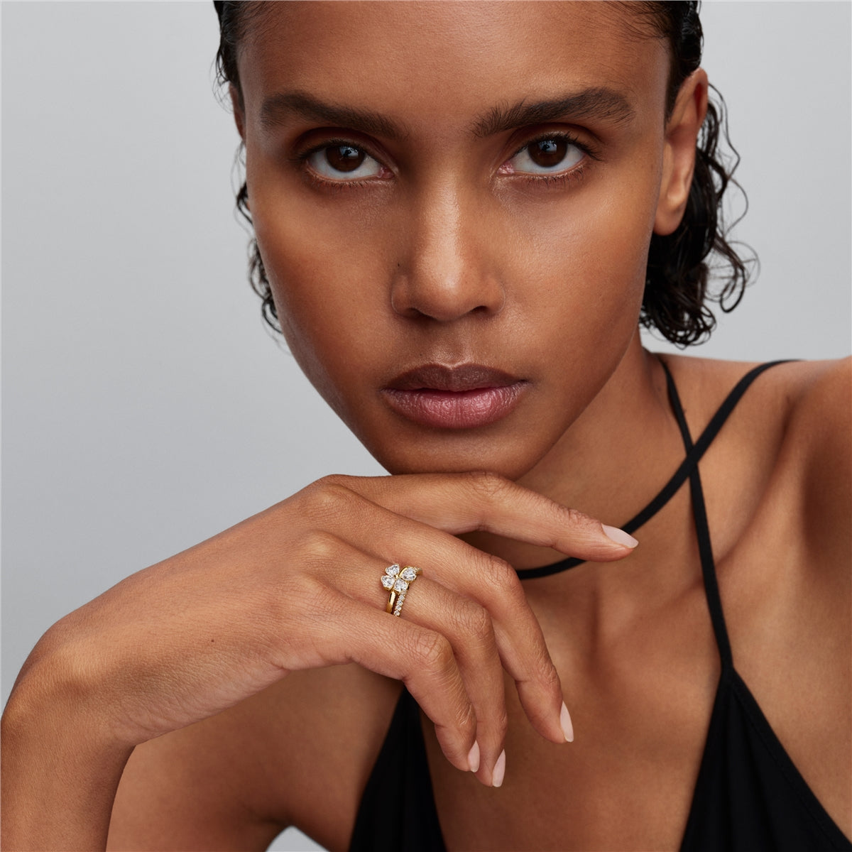 Pandora Sparkling Lucky Clover Splittable Ring