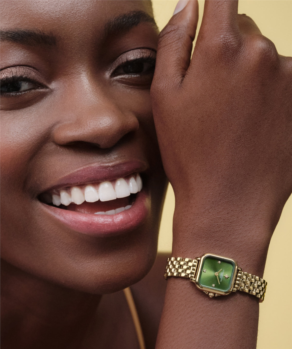 Olivia Burton Gold Mini Grosvenor Green Dial Watch