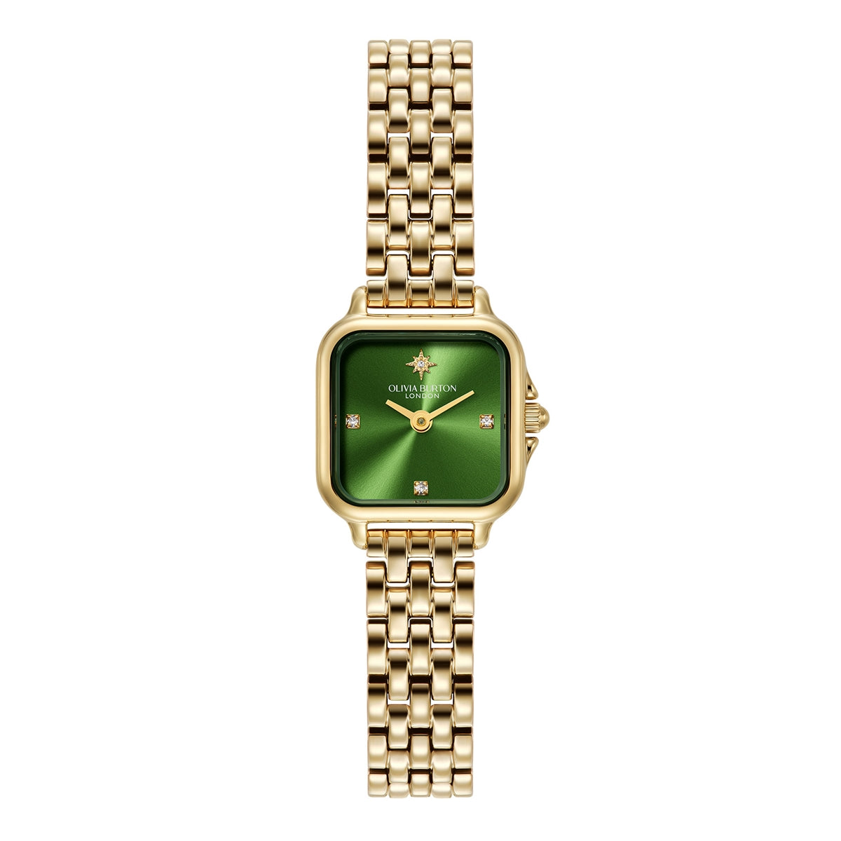 Olivia Burton Gold Mini Grosvenor Green Dial Watch