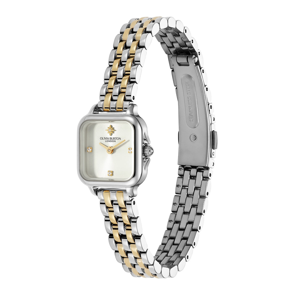 Olivia Burton Two Toned Mini Grosvenor Silver Dial Watch