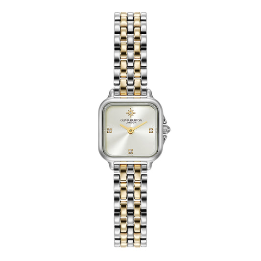 Olivia Burton Two Toned Mini Grosvenor Silver Dial Watch