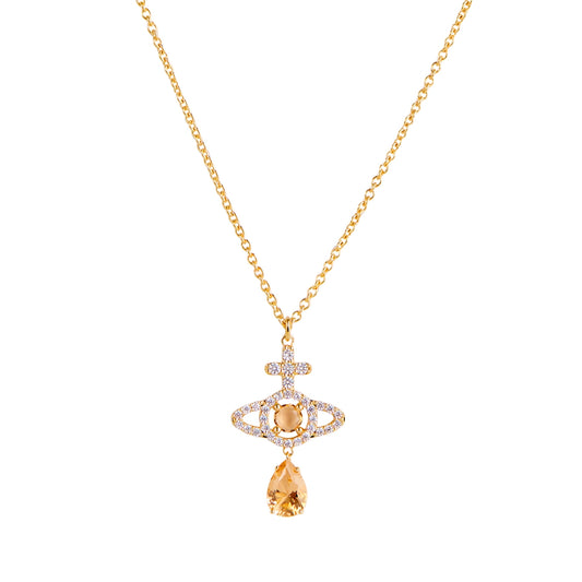 Vivienne Westwood Gold Champagne CZ Olympia Drop Necklace