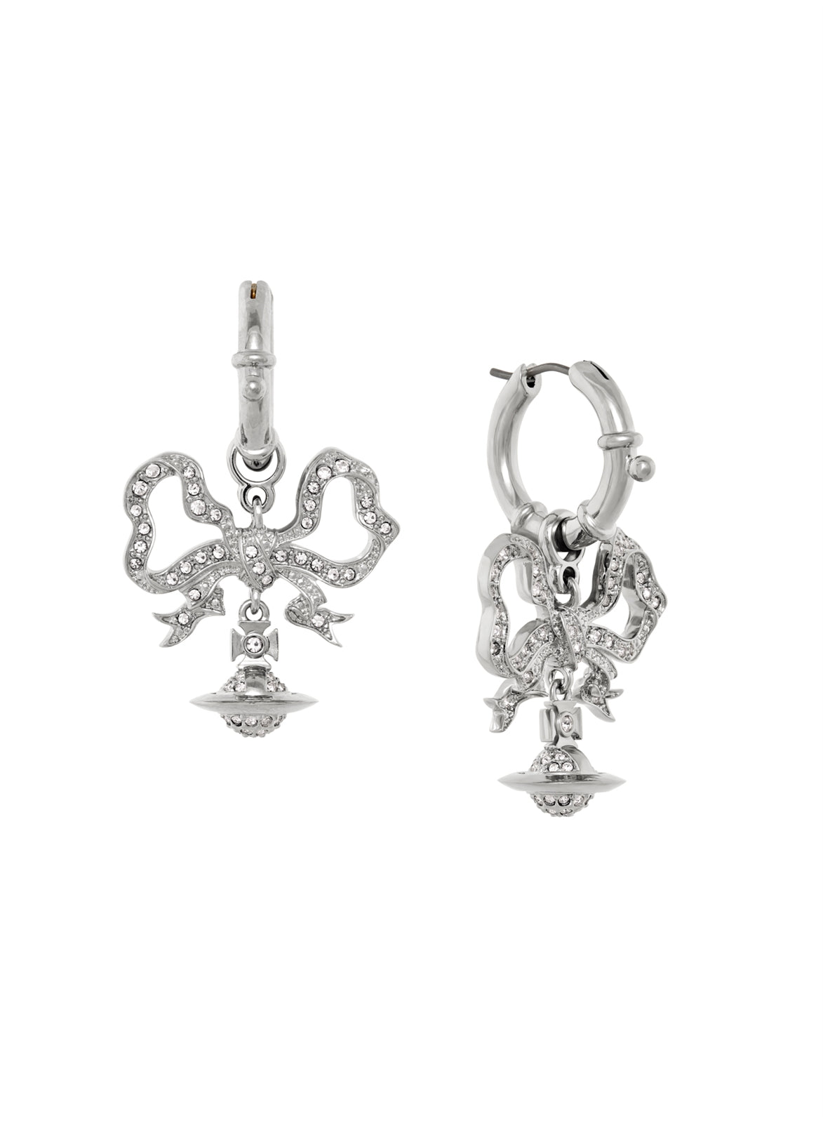 Vivienne Westwood Silver Floriendella Bow Drop Huggies
