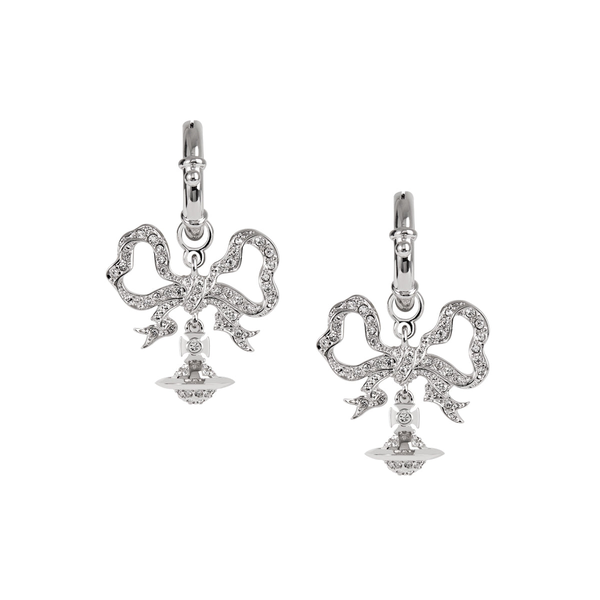Vivienne Westwood Silver Floriendella Bow Drop Huggies