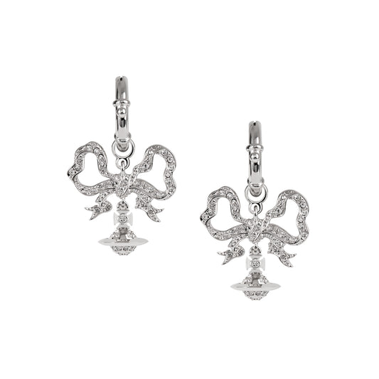 Vivienne Westwood Silver Floriendella Bow Drop Huggies