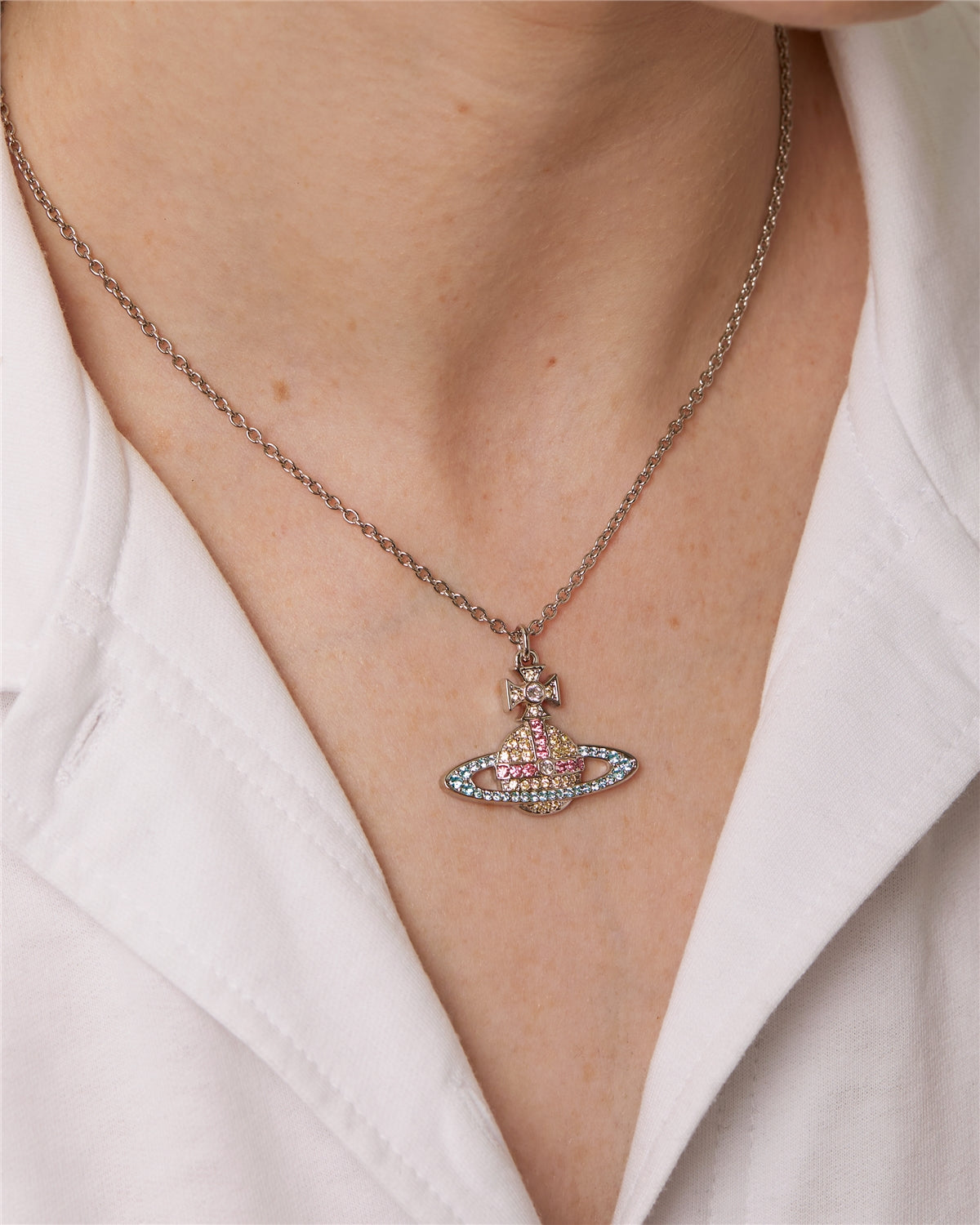 Vivienne Westwood Silver Kika Aqua Rose Necklace