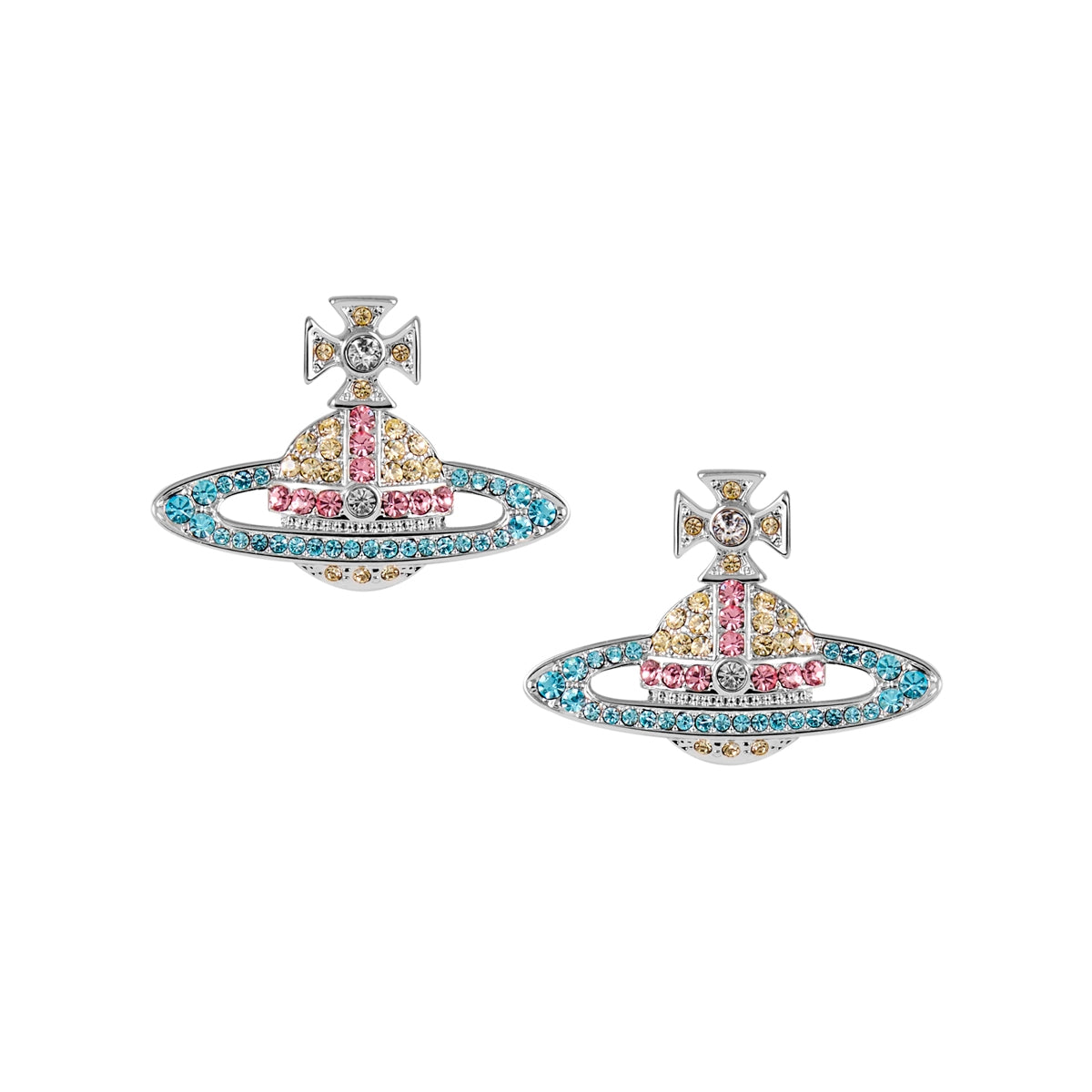 Vivienne Westwood Silver Kika Aqua Rose Studs